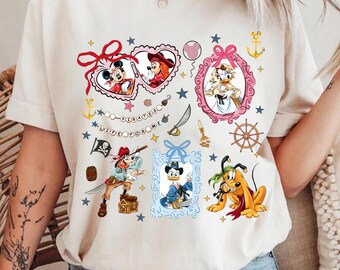 Retro Coquette bow Mickey & Friends Disney Pirates Shirt, Pirates Of The Caribbean T-Shirt, Yo ho Yo ho A Pirate’s Life For Me Baby Shirt