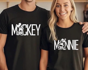 Vintage Mickey Minnie Matching Shirts, Retro Disney Trip Tees