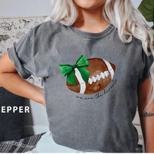 Comfort Colors® Cute Football Mom Shirt, Custom Mascot Bow Shirt, Coquette Bows School Spirit Tshirt, Cheer Mascot Tee, Football Team Jersey