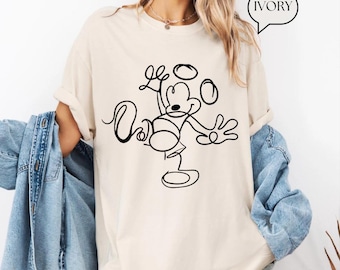 Minimalist Mickey Mouse Sketch T-Shirt – Disney Inspired Graphic Tee