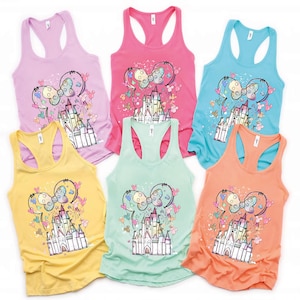 Canotta con schiena incrociata Disney Castle, maglietta con orecchie ad acquerello, maglietta Magic Kingdom, canotte Vacay Mode, canottiere da donna Disney con schiena incrociata, canotte abbinate