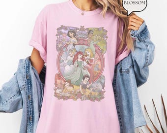 Retro Disney-prinses Comfort Colors-shirt, Disneyland Trip-T-shirt