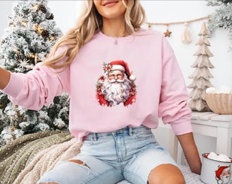 Retro Santa Christmas Sweatshirt: Vintage Holiday Crewneck