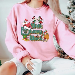 Mickey & friends Disney Christmas Hoodie, Pink Christmas t-shirt sweatshirt, Mickey&#39;s very merry Christmas shirt, WDW Disneyland trip gift