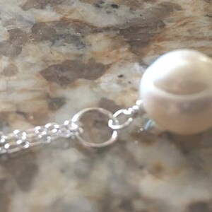 Cultured Pearl Chain Necklace Cream Freshwater Baroque Pearl Pendant Necklace, Sterling Silver, Layering Necklace, Bride Bridesmaids Wedding
