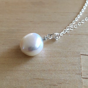 Creme weiße Zuchtperle Kette Süßwasser Barock Perle Anhänger Halskette, Sterling Silber Layering Halskette Hochzeit Brautjungfer