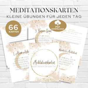 Meditationskarten Set Meditationsübungen & Reflexionen, meditieren, kurze Meditationen, Achtsamkeit, digitale Karten zum ausdrucken