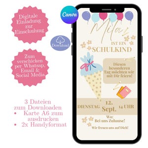 Invitation de rentrée scolaire, carte d'invitation numérique, carte électronique d'inscription scolaire, carte personnalisée pour écolier, modèle WhatsApp