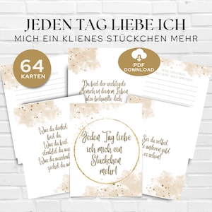 Jeden Tag liebe ich mich ein Stückchen mehr, Achtsamkeit & Selbstliebe lernen, Selbstliebe üben, Digitale Selbstliebe Karten zum ausdrucken