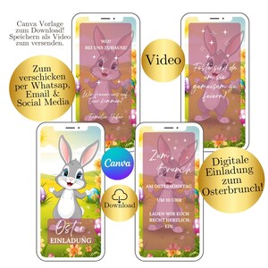Digital animated Easter card, Easter card eCard, personalized Easter video card, Easter Canva WhatsApp template, Easter brunch invitation