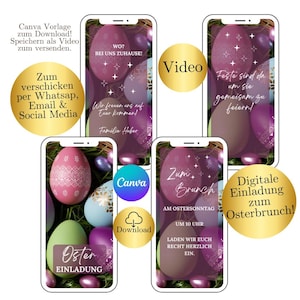 Digital animated Easter card, Easter card eCard, personalized Easter video card, Easter Canva WhatsApp template, Easter brunch invitation