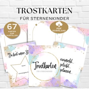 Cartes de consolation pour enfants étoiles, cartes de consolation pour parents étoiles, souvenirs enfants étoiles à remplir