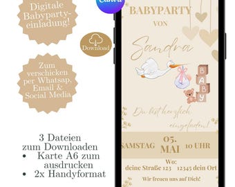 Baby Party Invitation, Baby Shower digital invitation card Baby party eCard, personalized card Mom to be, Mummy to be, WhatsApp template