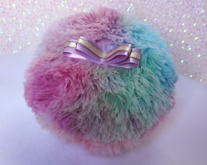 Faux Fur Vintage Style Powder Puff Retro Powder Puff ~ Rainbow