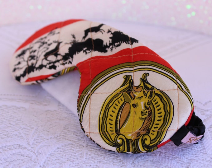 Luxurious Satin Eye Mask ~ Light Blocking Sleep Mask ~ Made from Vintage Novelty Hunting Scarf