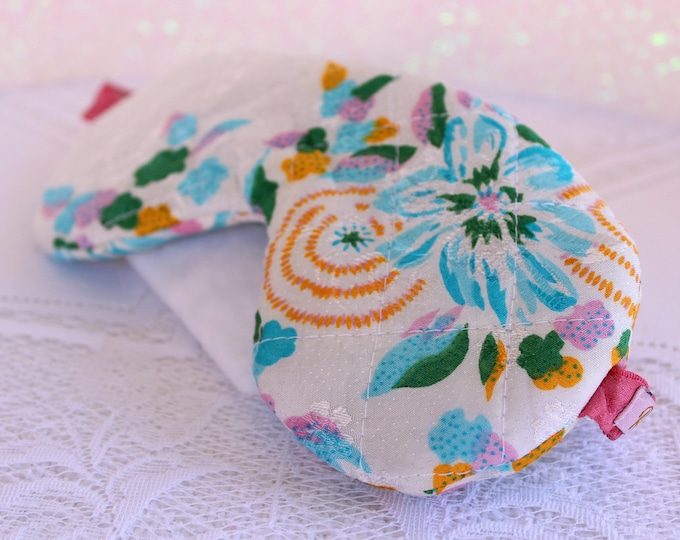 Quilted Silky Eye Mask made from Vintage Novelty Scarf ~ Sleep Mask ~ Travel Accessories