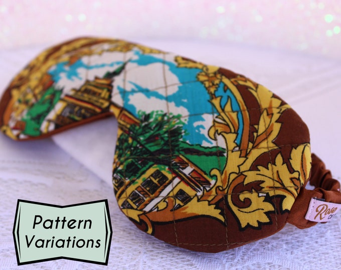 Cotton Quilted Eye Mask made from Vintage Hunting Themed Novelty Scarf ~ Satin or Velvet Back
