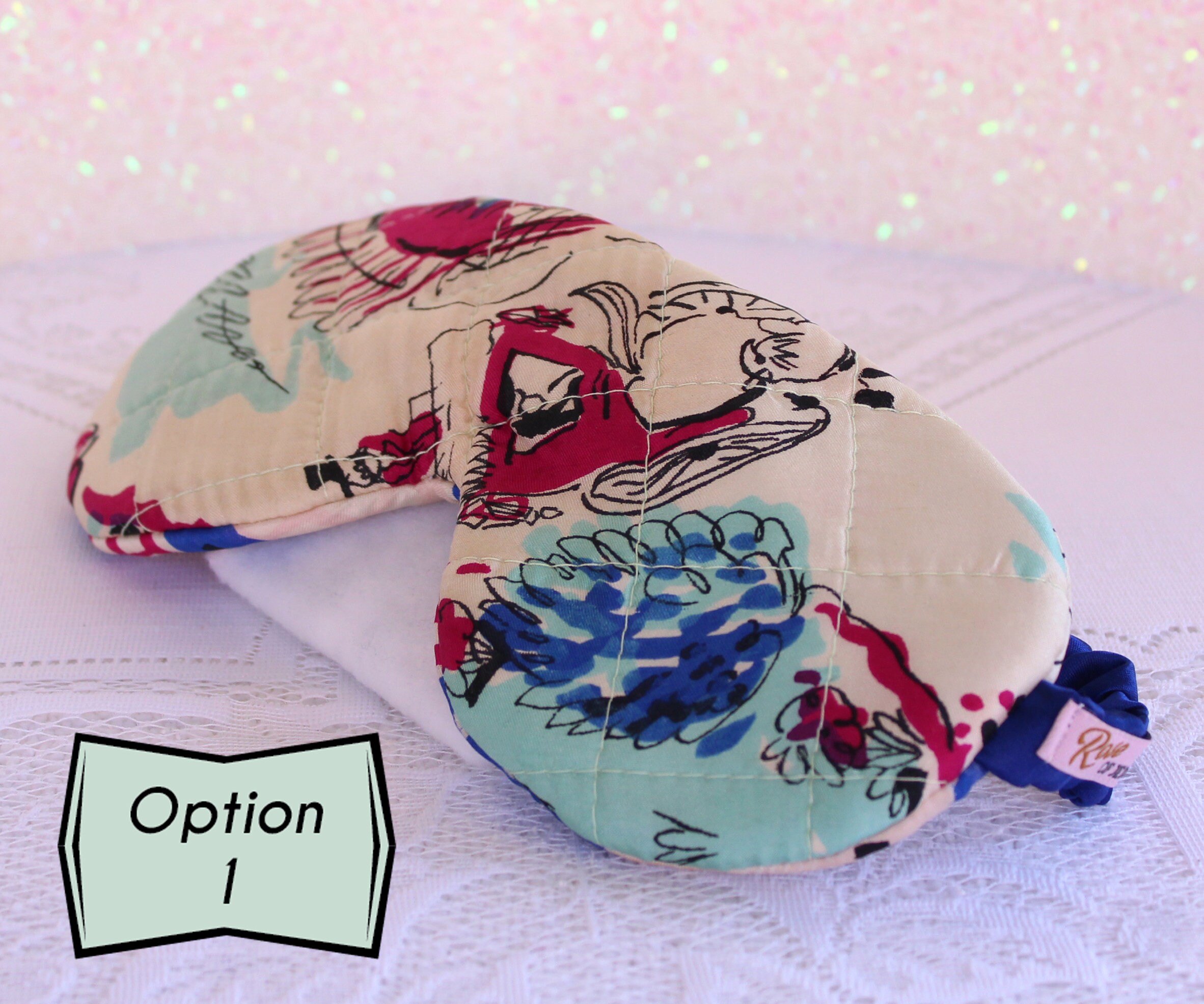 Quilted Silky Eye Mask made from Vintage Novelty Scarf ~ Sleep Mask ~  Travel Accessories