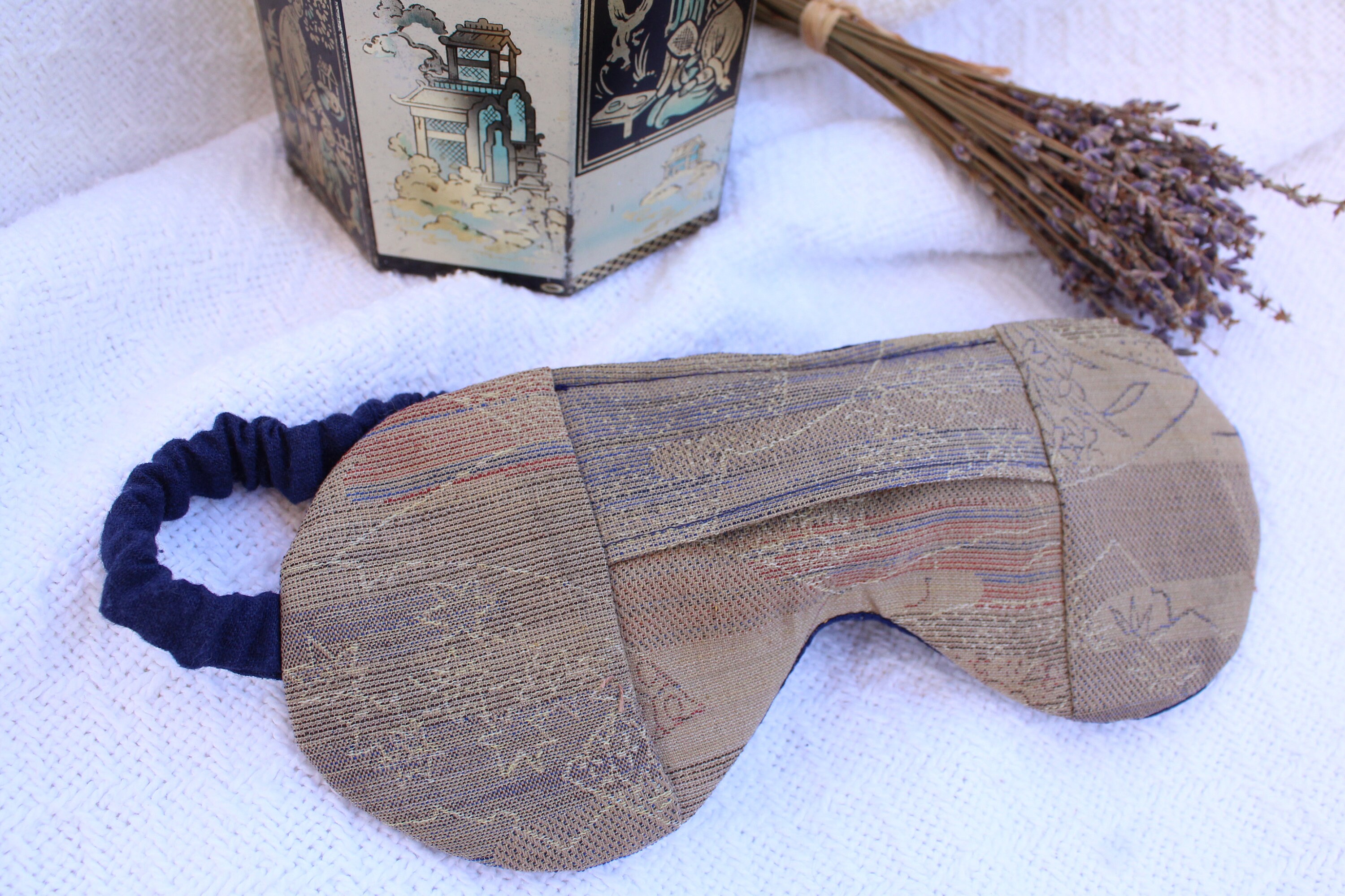 Meditation Eye Mask made from Vintage Japanese Obi with Removable Herb