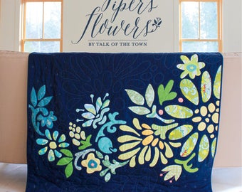 Piper's Flowers Baby Quilt - Applique Quilt PDF