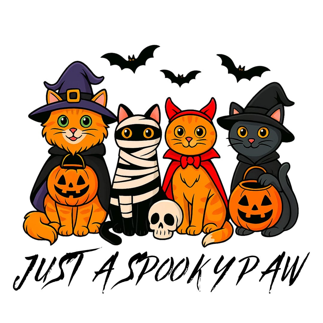 Halloween Cats PNG | Cute Witch, Mummy & Devil Cat Clipart | Spooky ...