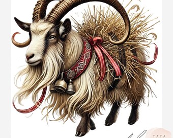 Vintage Julbock Clipart Bundle | Scandinavian Christmas Goat JPEG | Yule Goat Christmas | Nordic Folk Art Holiday Graphics | 14 JPEG Files