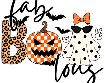 FabBOOlous PNG | Leopard Print & Pumpkin Halloween Ghost Digital Download for Shirts, Tumblers, Sublimation Crafts