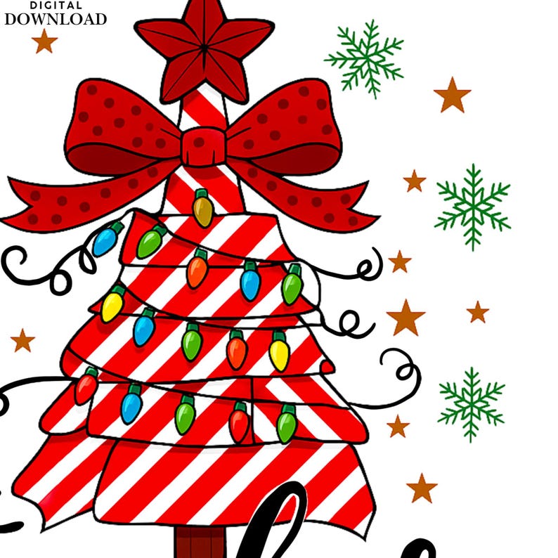 Candy Cane Christmas Tree PNG – Red and White Striped Tree With Lights ...