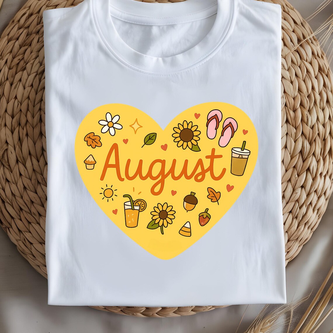 August Heart PNG | Summer to Fall Monthly Sticker | Yellow Sunflower ...