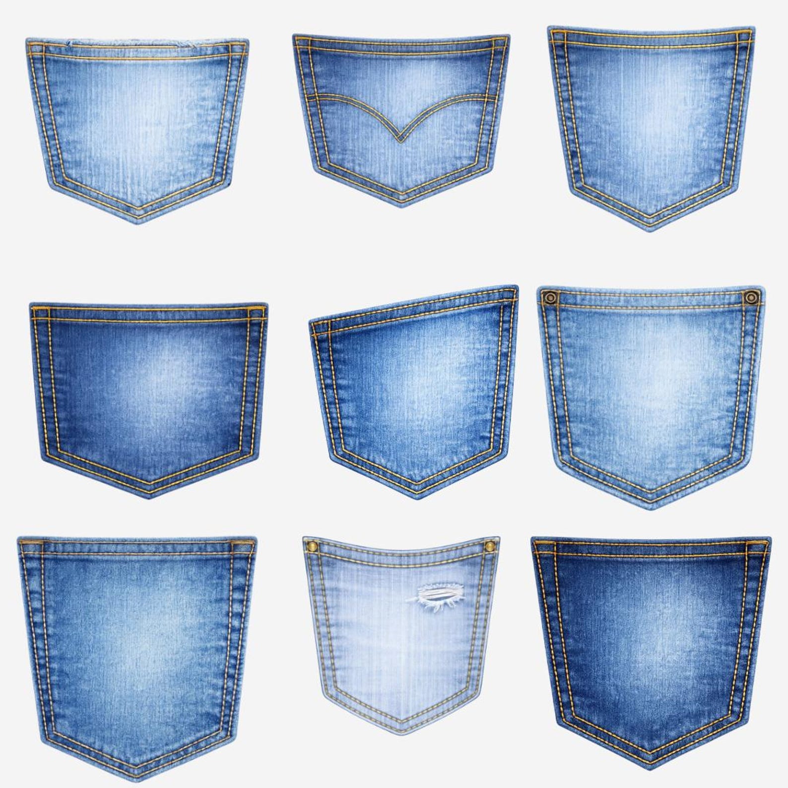 Denim Pocket Clipart | 20 Jeans Pockets PNG | Ready-to-use Sublimation ...