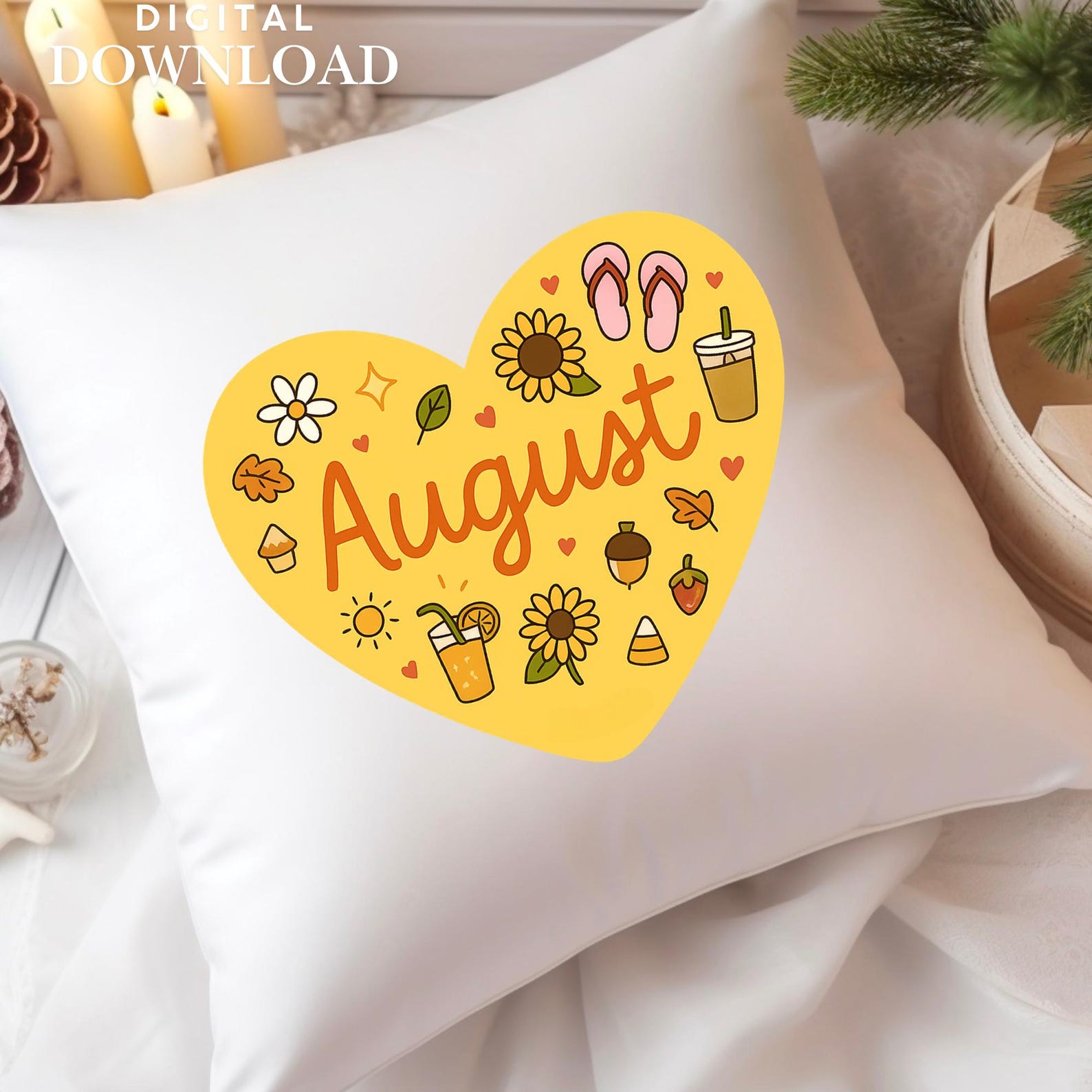 August Heart PNG | Summer to Fall Monthly Sticker | Yellow Sunflower ...