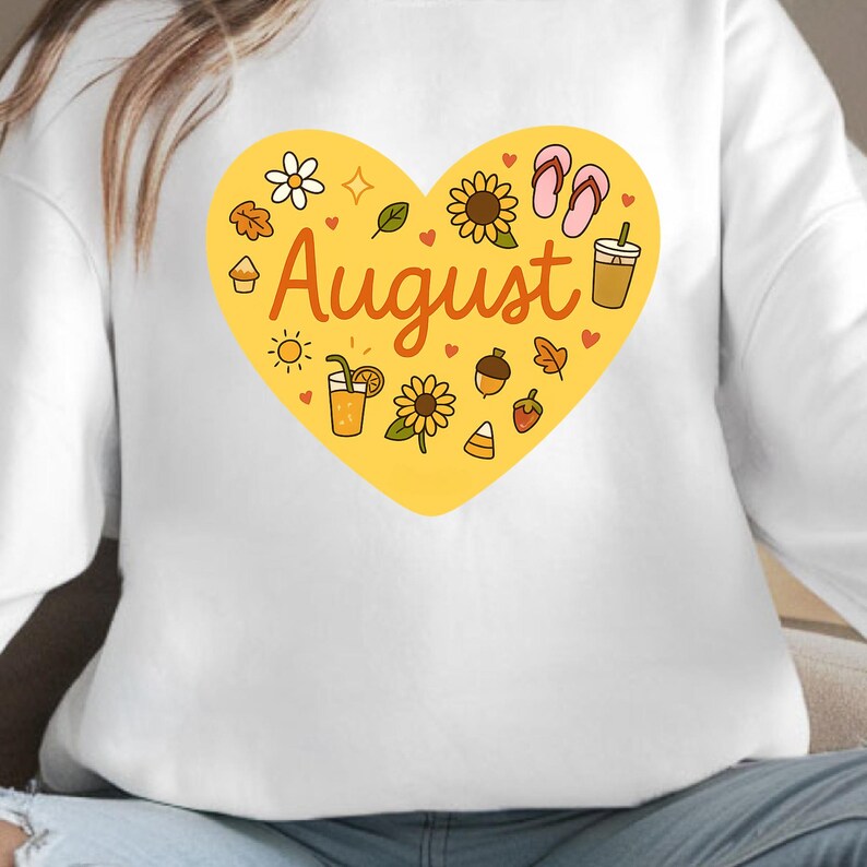 August Heart PNG | Summer to Fall Monthly Sticker | Yellow Sunflower ...