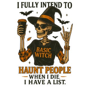 Rolig grundläggande häxskelett PNG: Halloween-kaffe sublimeringsdesign (digital nedladdning