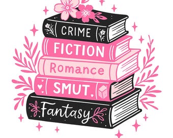 Book Stack PNG | Romance Smut Fantasy Crime Fiction | Book Lover Sublimation Design | Funny Reading Clipart