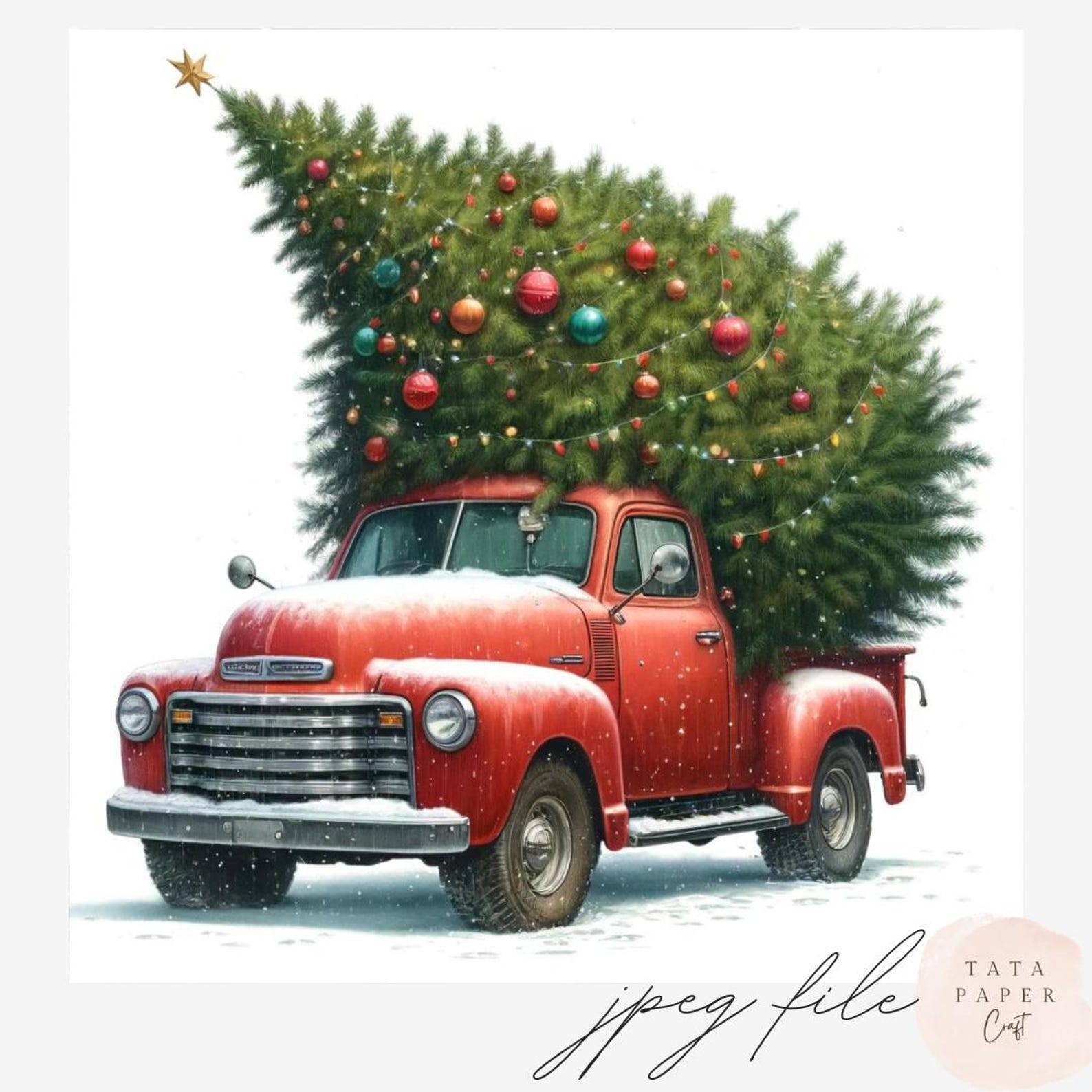 Christmas Tree Truck Clipart Bundle – Vintage Holiday Pickup With ...
