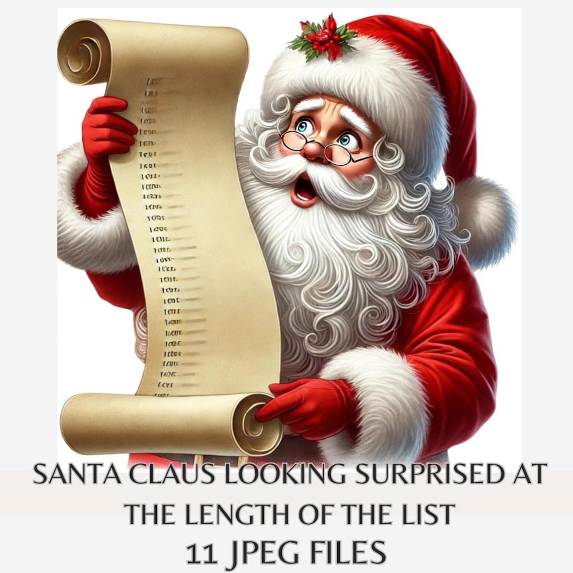 Funny Santa Checking Long List Clipart | 11 Shocked Santa Claus JPEG ...