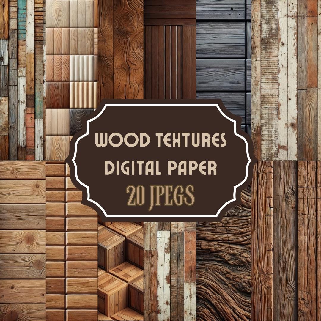 Wood Texture Digital Paper Pack | 20 High-res Realistic Wood Grain ...