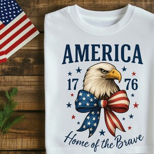 America 1776 With Bow American Flag with Eagle Png Sublimation Design for printing on T-shirts and Bags, Patriotic Design,USA  Digital Print