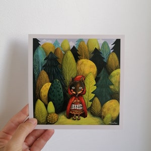 Illustration carte postale format carré (148 mm x 148 mm), à envoyer ou encadrer