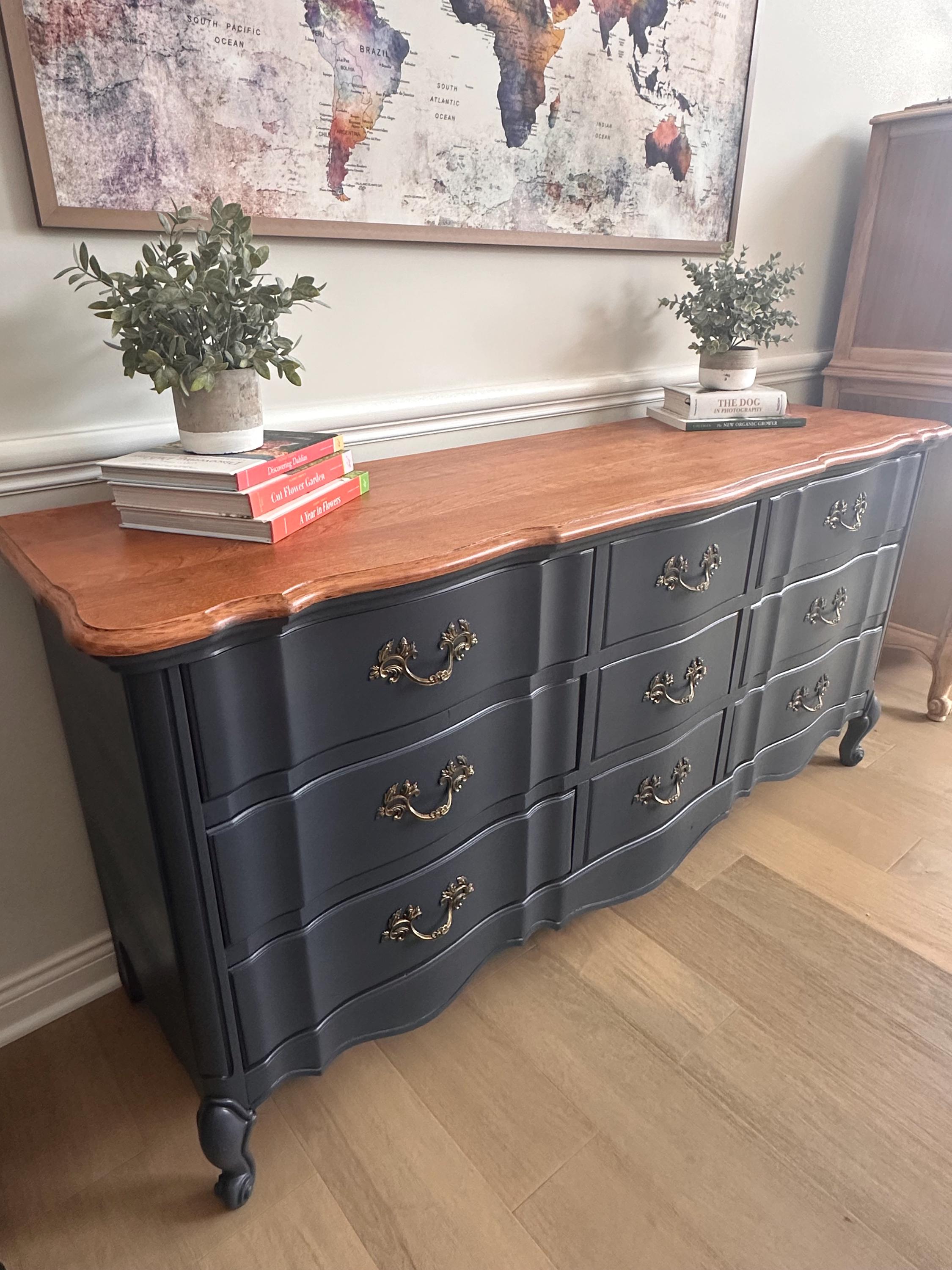 French Provincial Bassett Dresser Matte Blue With Cherry Top *** Please Read ENTIRE Listing Prior to Purchasing SHIPPING is NOT Free - Etsy French Provincial Bassett Dresser Matte Blue With Cherry Top *** Please Read ENTIRE Listing Prior to Purchasing SHIPPING is NOT Free - Etsy