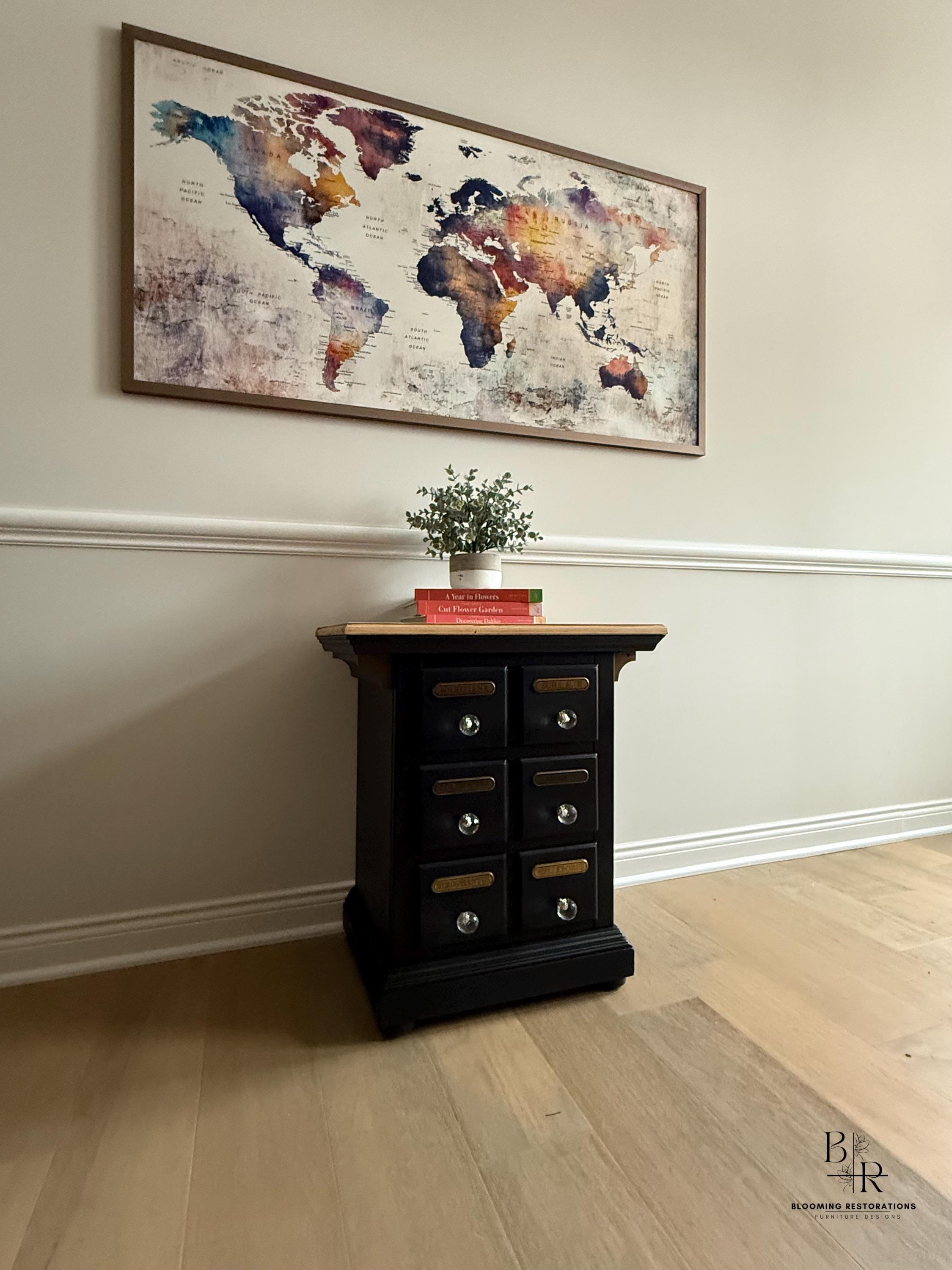 Vintage Apothecary Cabinet • 3 Drawer Storage • Matte Black With ...