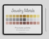 Jewelry Metals Procreate Color Palette Swatches, Metallics, Metallic Colors, Gold, Silver, Rose Gold, Metal, Digital Art, Digital Download
