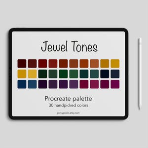 Jewel Tones Procreate Color Palette Swatches, Rich Colors, Deep Colors, Bold Colors, Rainbow, Digital Art, Digital Download, Illustration