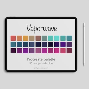 Vaporwave Procreate Color Palette Swatches, Orange, Blue, Purple, Pink Colors, Aesthetic, 90s, Futuristic, Digital Art, Digital Download