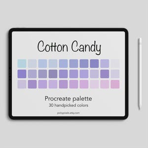 Cotton Candy Pastel Procreate Color Palette Swatches, Pastels Color Palette, Purple, Pink, Blue, Digital Art, Digital Download, Illustration