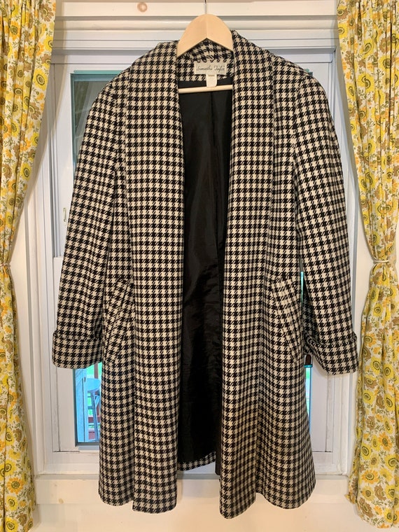 Vintage Samantha Taylor coat, Houndstooth 100% wo… - image 1