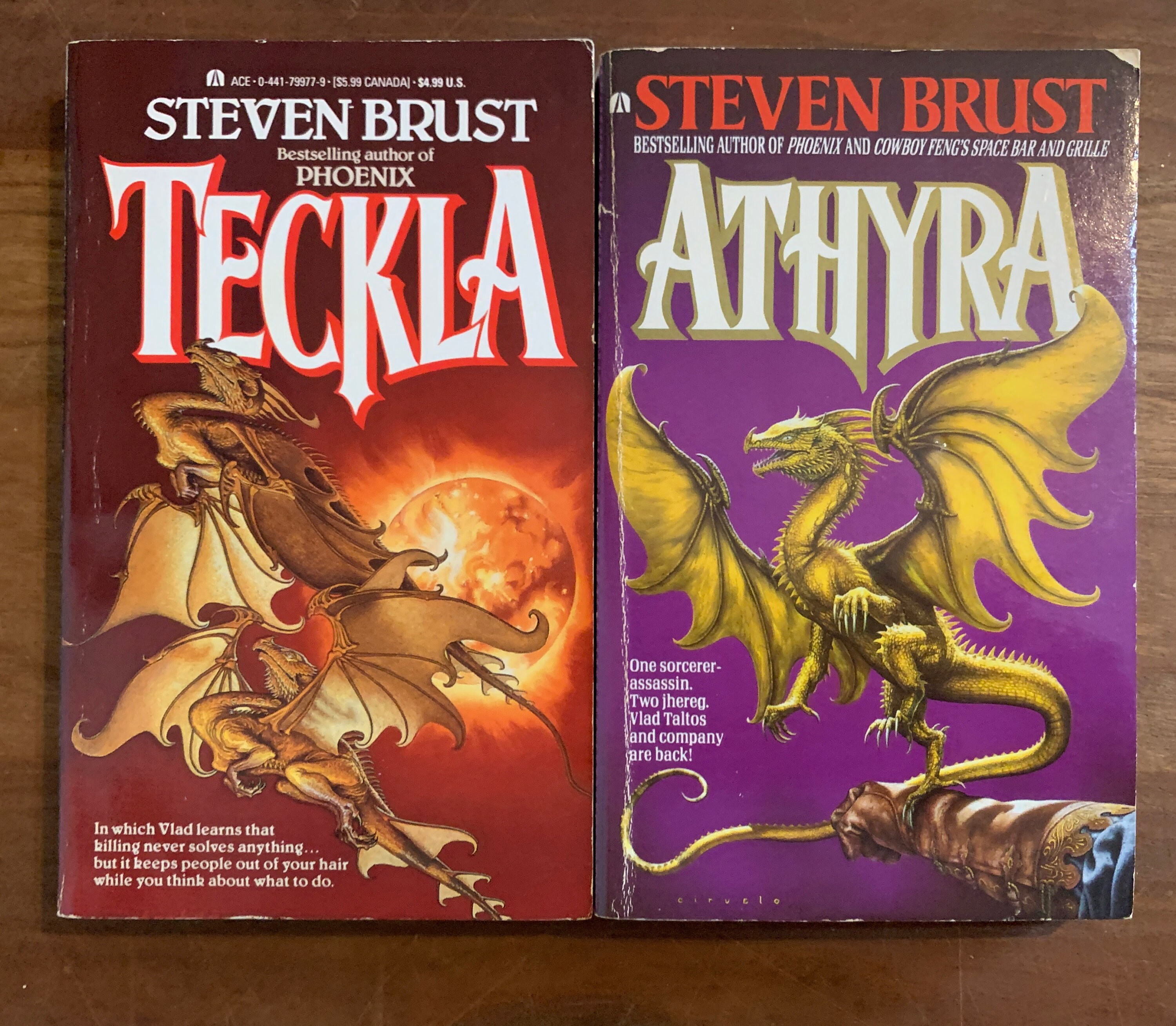 Steven Brust Book Set, Teckla and Athyra, Vintage 90s Paperback