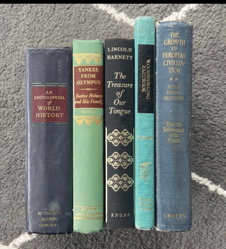 Lot of 5 - Vintage Collectible Old Antique Books - Unsorted Mix