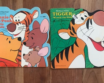 Winnie the Pooh and his friends and Tigger, two vintage childrens golden shape books, 1970s