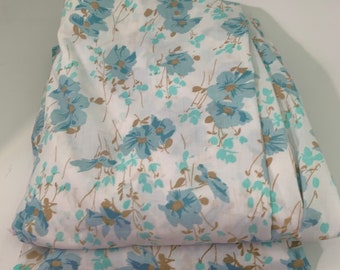 Vintage Morgan Jones blue floral twin bed sheet and fitted sheet